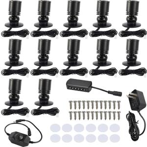 YaeCCC Dimmable LED Mini Spotlight Jewelry Showcase Display Lights Black Shell Surface Mount (Pack-12,Daylight 6400k)
