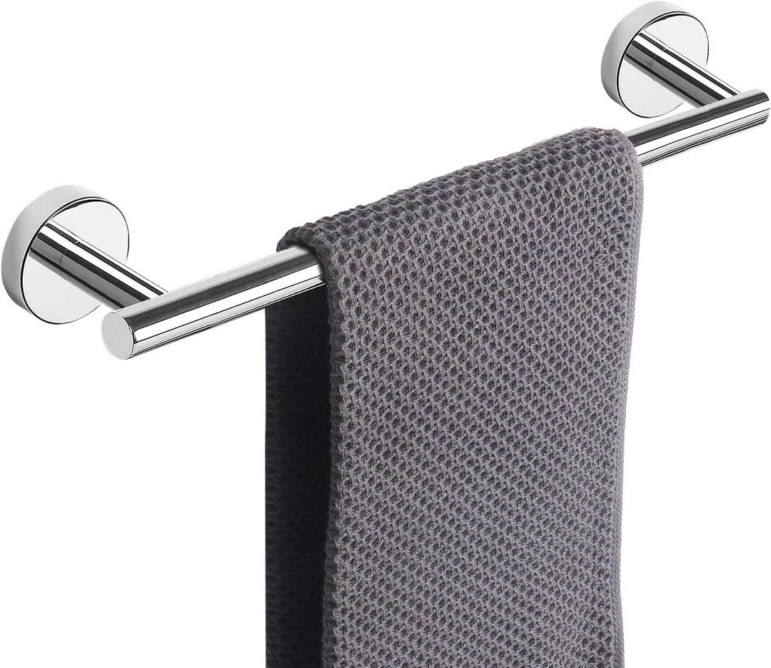 NearMoon Bath Towel Bar, Thicken Stainless Steel Shower Towel Rack Holder Wall Mounted for Bathroom,16-lnch Overall Length-13-lnch Usable Hanging Space (1 Pack, Chrome Finish)
