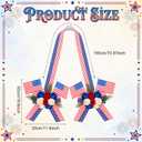 71" Patriotic Wreath Bow with Artificial Roses Double-Sided Red White and Blue American Flag Ribbon Swag for 250th Anniversary 4th of July Independence Day Front Door Decorations