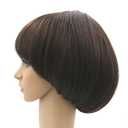Afro Girls Cosplay Mushroom Wig Short Haircut With Bangs Bob Wig For Black Women (Brown)