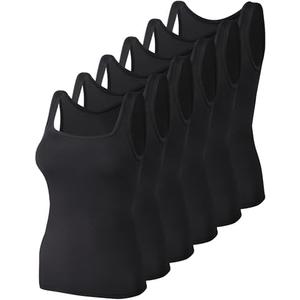 BQTQ 6 Pcs Women's Square Neck Tank Top Sleeveless Undershirt Basic Tank Tops for Women Girls Medium BQTQ 6 Pcs Women's Square Neck Tank Top Sleeveless Undershirt Basic Tank Tops for Women Girls Medium