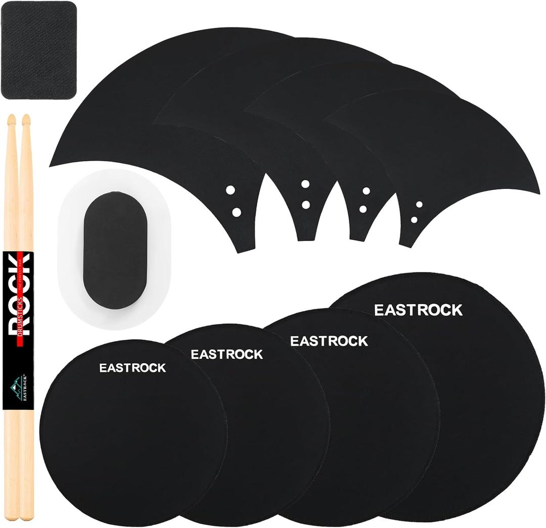 EASTROCK Drum Mute Pads Set 11 Pieces With Cymbal Pad + Hi hats Set Pad, Foam Drum Silencer Pads, Fit 10, 12, 14, 16" (drum+cymbal pad-11 pack standard set)