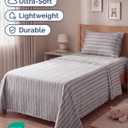 Twin Size 3 Piece Sheet Set - Comfy Breathable & Cooling Sheets - Hotel Luxury Bed Sheets for Women & Men - Deep Pockets, Easy-Fit, Soft and Wrinkle Free Sheets - Grey Stripes Oeko-Tex Bed Sheet Set