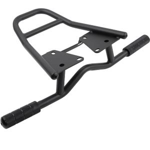 Mokuo Iron Manned Motorcycle Stunt Rear Luggage with CNC Removable Perform Bar Fit for Honda Grom MSX 125 SF 2013-2016,Black Rack + Black Footpeg