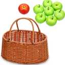 Halloween Party Decoration 8 Pcs Artificial Apples with 1 Pcs Fruit Basket Fake Red Green Apples for Home House Kitchen Table Photography Witch Cosplay Supplies
