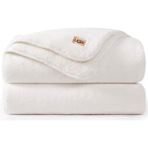 UGG Whitecap Plush Throw Blanket Fleece Lightweight Soft Cozy Throw for Couch or Bed Luxury Home Decor for Living Room Washable Hypoallergenic Blankets for Dorm Decor, 50-inch x 70-inch, White Snow