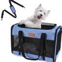 Large Cat Dog Carrier for Pet Up to 20 Lb - 201313 in, Top & Side Entry, Foldable, Soft-Sided Pet Carrier with Ventilated Anti-Scratch Mesh & Car Seat Buckle for Car, Travel and Vet - Blue