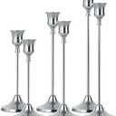 2 Sets(6 Pcs) Silver Tapered Candle Holder,Candlestick Tall Metal Candlestick Holders for Table Centerpiece Home Decor for Wedding Fireplace Mantel Housewarming Gift Fits 3/4 Inch Thick Candles
