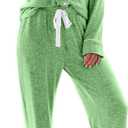 Aamikast Women's Pajama Sets Long Sleeve Button Down Sleepwear Nightwear Soft Pjs Lounge Sets (Medium, Lake Green)
