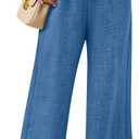 Womens Wide Leg Capri Pants Summer Palazzo Dressy Casual Pant Beach Loose High Waist Lounge Flowy Trouser with Pockets Navy (Blue, XL)