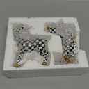 Yookeer 2 Pack Christmas Reindeer Decoration Small Rattan Deer Figurines Christmas Tabletop Reindeer Statue Centerpiece Ornaments for Mantel Fireplace Living Room Bedroom Decor(Black and White Grid)