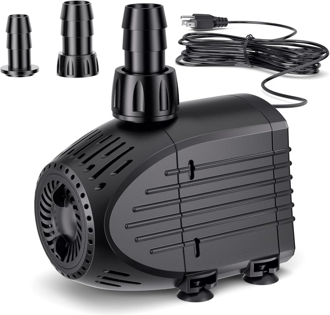 NFESOLAR 880GPH Submersible Pump, 60W Ultra Quiet Submersible Water Pump with Dry Burning Protection 9ft High Lift for Fish Pond, Fountains, Waterfall, Hydroponics, Aquariums KF206