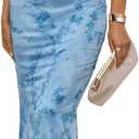 ZESICA Women's Summer Off Shoulder Floral Bodycon Maxi Dress 2026 Ruched Elegant Formal Cocktail Wedding Guest Long Dresses (Light Blue) Small
