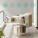 SONGMICS Clothes Drying Rack, with Sock Clips, Metal Laundry Rack, Foldable, Space-Saving, Free-Standing Airer, with 2 Height-Adjustable Gullwings, Indoor Outdoor Use, Silver and Blue ULLR52BU, 1 Tier 21.7"d X 58.3"w X 39.4"h