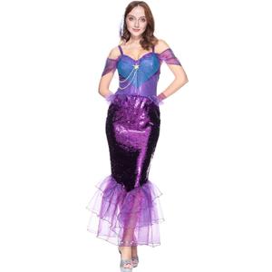 EraSpooky Mermaid Costume for Women Halloween Sea maid Tail Dress (Large)