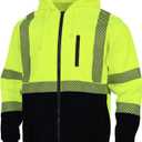 VENDACE High Visibility ANSI Class 3 Reflective Safety Fleece Sweatshirt Hoodie for Men Hi Vis Hoodies Zipper Jacket (4X-Large, Yellow)