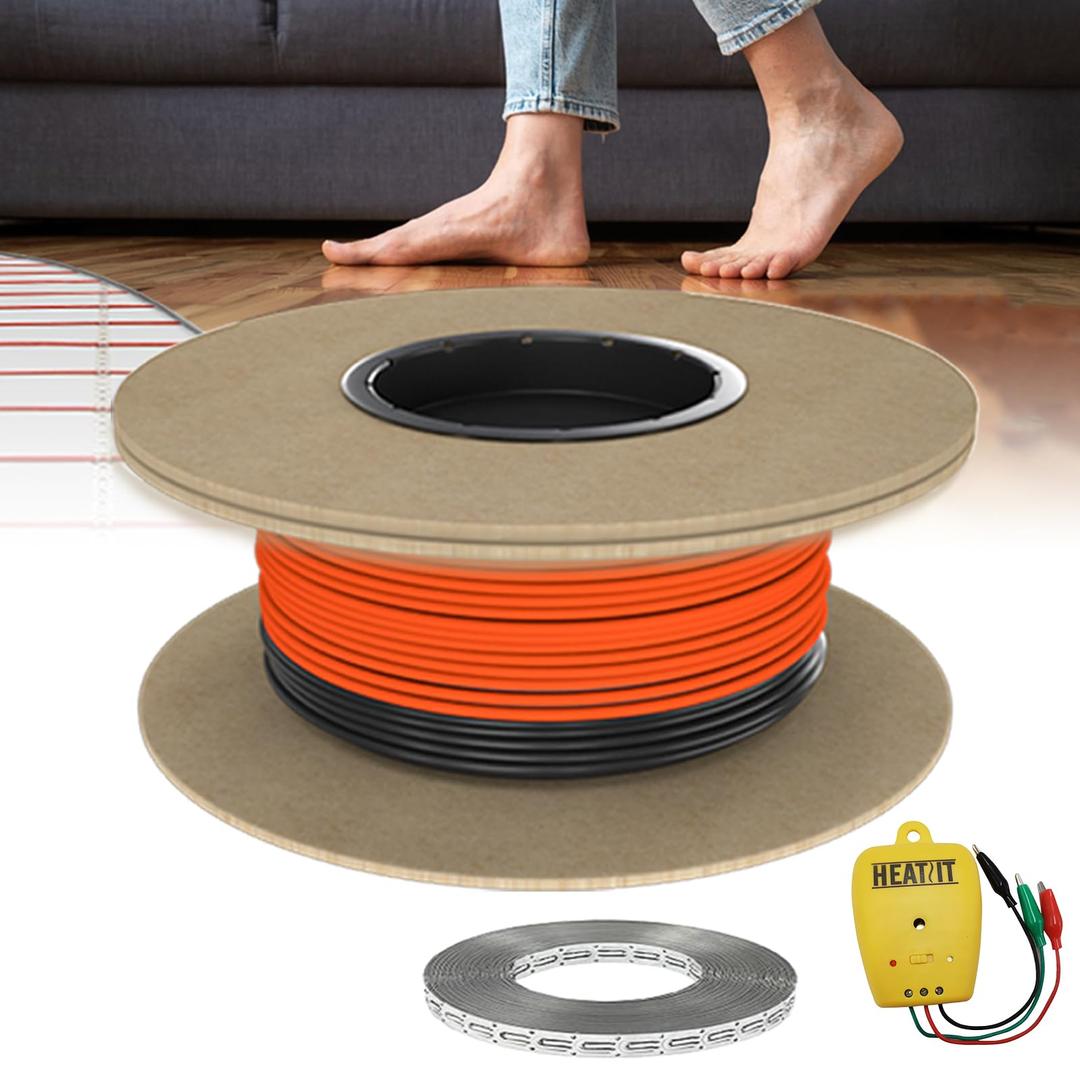 Electric Floor Heating Cable Underfloor Heating System Indoor Heated Floor Wire 240V, 100 sq.ft.