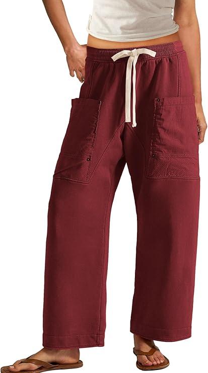 Panadila Women Wide Leg Pants Drawstring Barrel Sweatpants Baggy Cargo Pants Lounge Trousers with Pockets, Size: M
