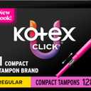 U by Kotex Click Compact Tampons, Regular Absorbency, Unscented, 128 Count (8 Packs of 16) 