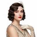 R REEWES FASHION HAIR Long 1920s Vintage Wig, Brown(Middle length), Curly, Synthetic Fiber, Heat Resistant, WIG, Wigs/Vintage