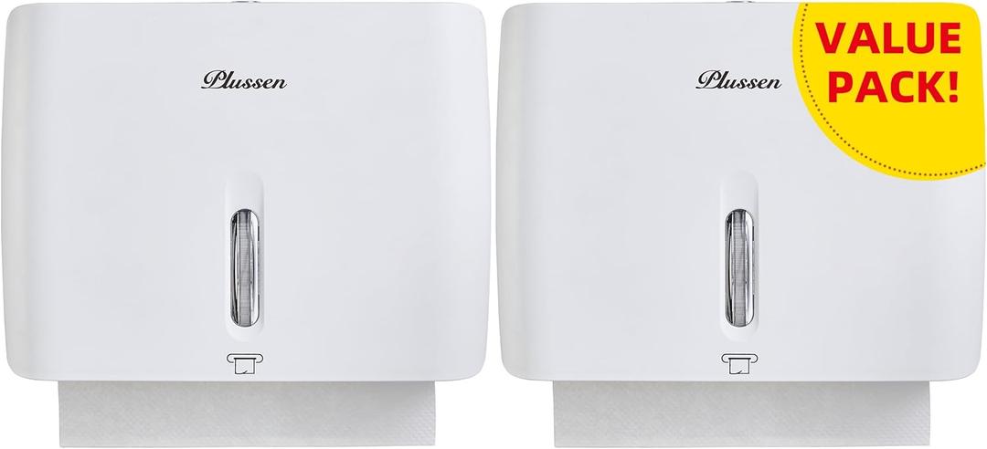 Commercial Paper Towel Dispenser Wall Mount with Key Pack of 2 Plastic 10 Length X 8 Height X 3 Depth for Restroom