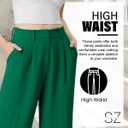 Wide Leg Pants | High Waisted Trousers with Pockets | Comfortable Work & Business Casual Pant (Beige, S)