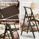 HillhutApex 4 Step Foldable Aluminum Step Ladder with Handgrip, Anti-Slip Pedal, 330lbs Capacity, Lightweight & Portable for Home, Kitchen, Office, Garage (Walnut)