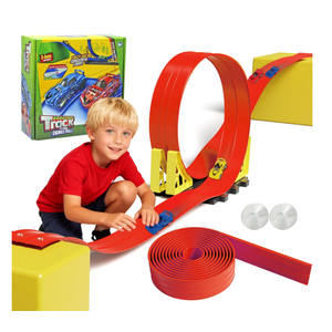 20ft Build Anywhere Portable Race Track with Suction Cups  Flexible RollUp Design Fits 1/64 Scale Cars, Portable Toy Gift for Kids 4+ Year Old