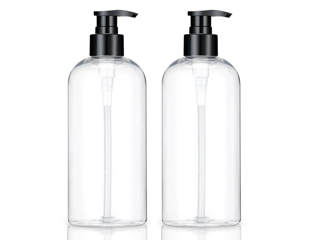 KREMORV Plastic Pump Bottles Dispenser 16oz/500ml Colorful Clear Plastic Bottles 3 Pack Empty Refillable Pump Bottle for Body Wash, Liquid Soap, Massage Oil