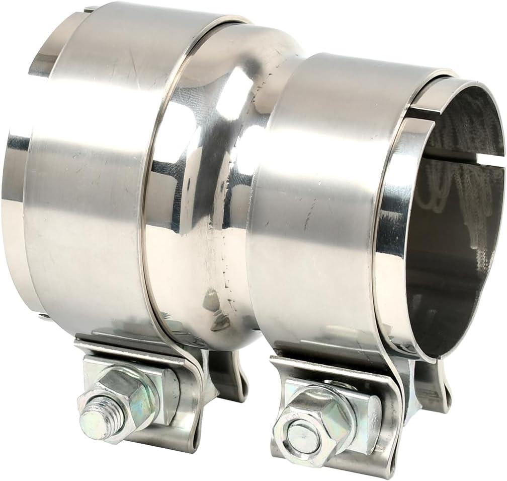 Polished Stainless Steel 2.5" ID to 3" ID Exhaust Adapter With Clamps,ID 2-1/2 Inch to ID 3 Inch Exhaust Reducer Connector Pipe/W Clamps, 4'' Length Exhaust Coupler,Universal Fitment