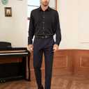 J.VER Men's Tuxedo Shirt Formal Dress Shirt Pleated Long Sleeve Button Down Shirts for Prom Party Wedding (Black, XXXL)