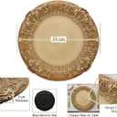13-Inch Vintage Embossed Charger Plates, Set of 6 - Decorative Antique Gold Plastic Underplates for Dinner Party, Wedding, and Holiday Table Decor - Durable & Reusable Service Plates