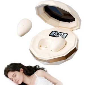 Sleep Earbuds for Side Sleepers, Mini Invisible Wireless Bluetooth 5.4 Micro Sleep Headphones, Hidden Earbuds with LED Screen for Small Ears Sleeping, Working, Exercise, Hiking - Beige