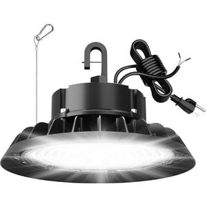 JC-LGL UFO LED High Bay Light 200W, High Bay LED Shop Light 30,000LM 0-10V Dimmable, 5' Cable with US Plug, Hanging Hook, Safe Rope, ETL Listed High Bay for Warehouse Factory Barn Shop
