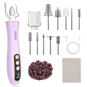 Professional Manicure Pedicure Kit with 360 LED Light&10 Speeds&Memory Mode with Case, Cordless Electric Nail Drill, Pedicure Tools for feet,Hand Foot Care Nail File for Thick Nail Toenail Cuticle (Purple)
