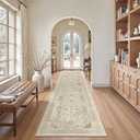 Madane Runner Rugs for Hallway 2x10 Long Washable Non-Slip Hallway Runner Rug Low-Pile Stair Kitchen Runner Soft Throw Carpet for Entrance Living Dining Laundry Room (Beige/Blue, 2 x 10)