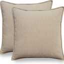 VOILYBIRD Pack of 2 Decorative Chenille Solid Accent Throw Pillow Covers, Modern Pillow Covers for Sofa Couch Bed Living Room Home Decor, 18x18 Inch, Beige