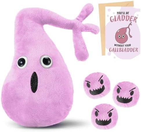 WinnerWhy Gallbladder Plush Set Gall Surgery Recovery Gifts Include Gall Plush with Gallstones Stuffed and Gallbladder Get Well Card Operation Removal Recovery Gift for Gallstones Patient(Pink)