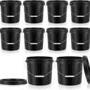 Tioncy 10 Pcs 2 Gallon Plastic Bucket with Lid Heavy Duty 2 Gallon Bucket Pail with Lid Handle for Storage Container Home Household Cleaning (Black)