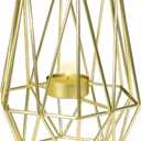 1Pc Gold Geometric Tealight Votive Candle Holder, Metal Hollow Tea Light Candle Holders, Candle Stand for Wedding Christmas Table Centerpiece Vintage Decor, Large