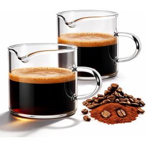 Espresso Cups, Glass Coffee Espresso Cups with Pour Spout, 4 oz, Clear, Set of 2 (Set of 2)