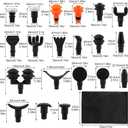 Massage Gu-n Attachments, 20pcs Relaxation Massager Heads with 2pcs Drawstring Bag Different Massager Heads to Meet Different Needs for Deep Tissue Percussion Plug and Play (Black, L)