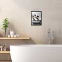 Funny Bathroom Wall Art, Black and White Cow Canvas Wall Decor Painting, Modern Rustic Farmhouse Humor Animal Artwork Prints Pictures for Restroom Bathroom 12x16 Inch Black Framed