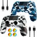 SHEPUDRUC Wireless Controller for PS4, 2 Pack Remote Control Compatible with P4/Slim/Pro with Dual Vibration/Audio/Six-axis Motion Sensor/Game Joystick (Camo Blue + Camo Grey)