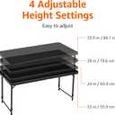 Amazon Basics Portable 4 Ft Rectangular Folding Dining Table, 4 Adjustable Height Settings, Space Saving Fold-in-Half Design and Carrying Handle, Indoor & Outdoor, Washed Black, 47.8 x 23.9 x 33.9 in