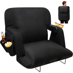 DEKEMASTER Stadium Seats with Back Support, Exclusive Sofa Style Design 25inch Wide Bleacher Chairs with Extra Thick Back and Cushion, 6 Reclining Positions for Sport Events Camping