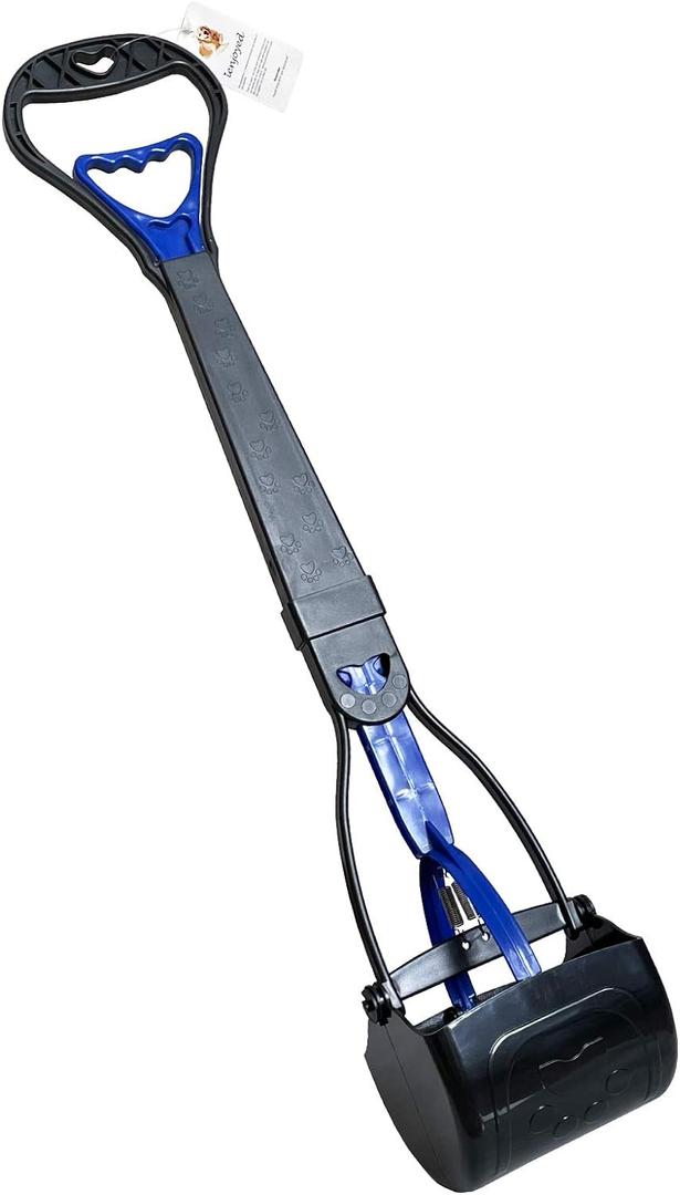 Non-Breakable Pooper Scooper for Large Medium & Small Dogs Heavy Duty, 28Long Handled Dog Poop Scooper for Grass,Durable Dog Poop Pick Up Tool, Poop Grabber (Blue)