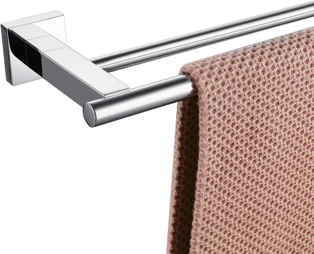 Miyili Bathroom Double Towel Bar 24-Inch Stainless Steel Bath Hand Towel Rack Wall Mount Polished Finish, A02C60B