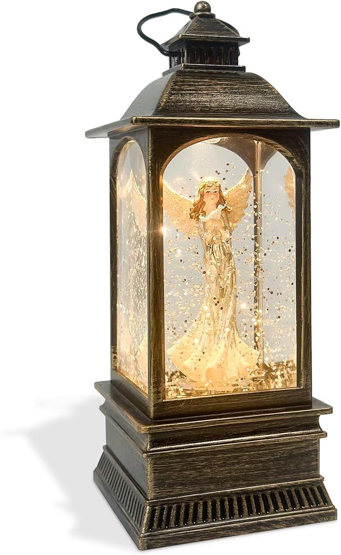 Christmas Angel Snow Globes Musical That Light Up, Christmas Water Lanterns Decorative, Small Snow Globe Indoor, Battery Operated Lanterns, Angel Gifts for Women or Girls, Angels Figurines Decor