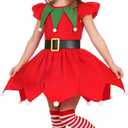 Gortykor Girls Elf Costume Christmas Elf Dress Suit for Girls Christmas Santa's Helper Costume (7-8 Years)